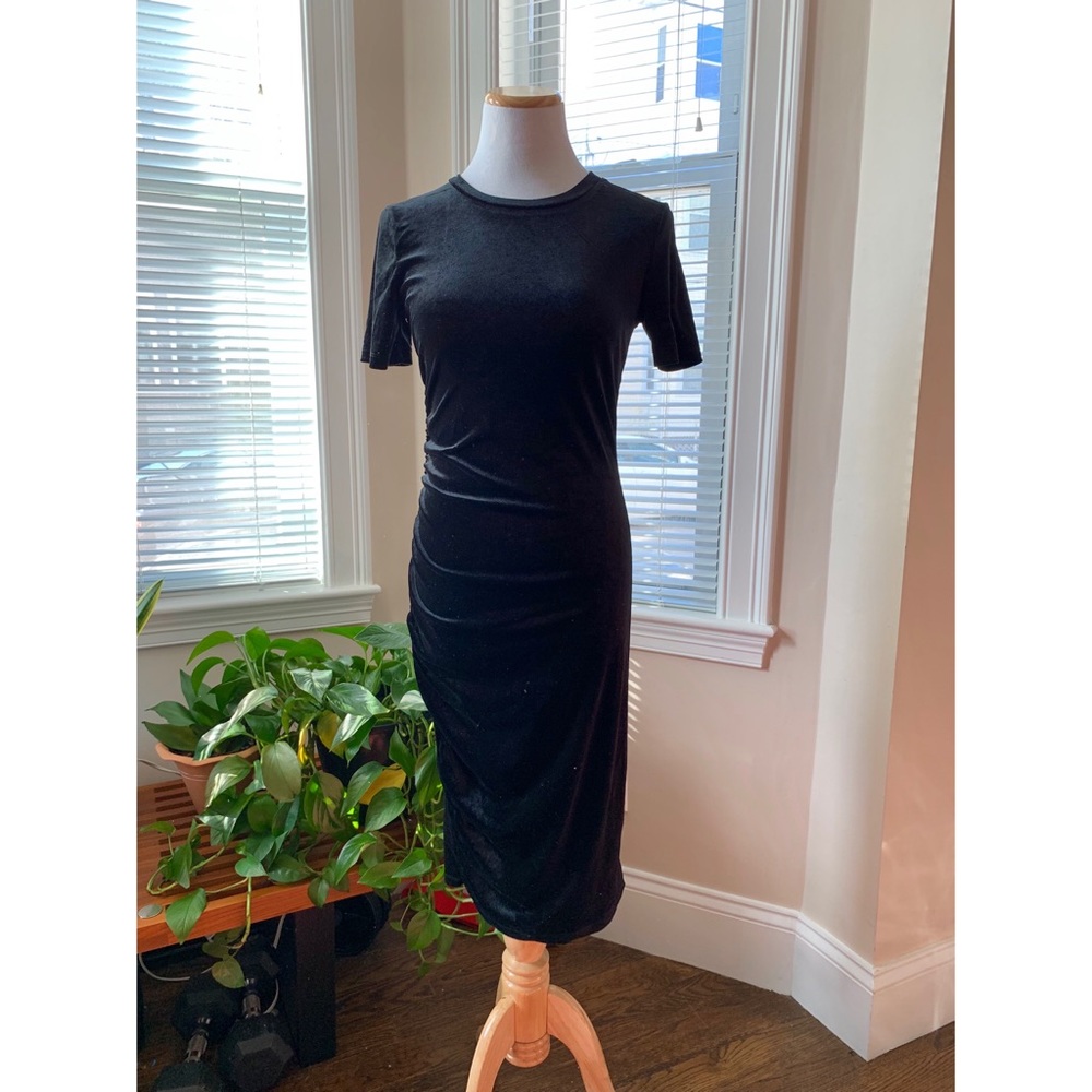ZARA TRAFALUC Edition Black Velvet Midi Dress